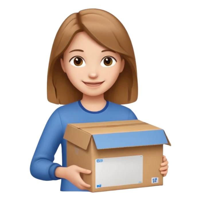 Smiling girl holding a box in her hand sticker