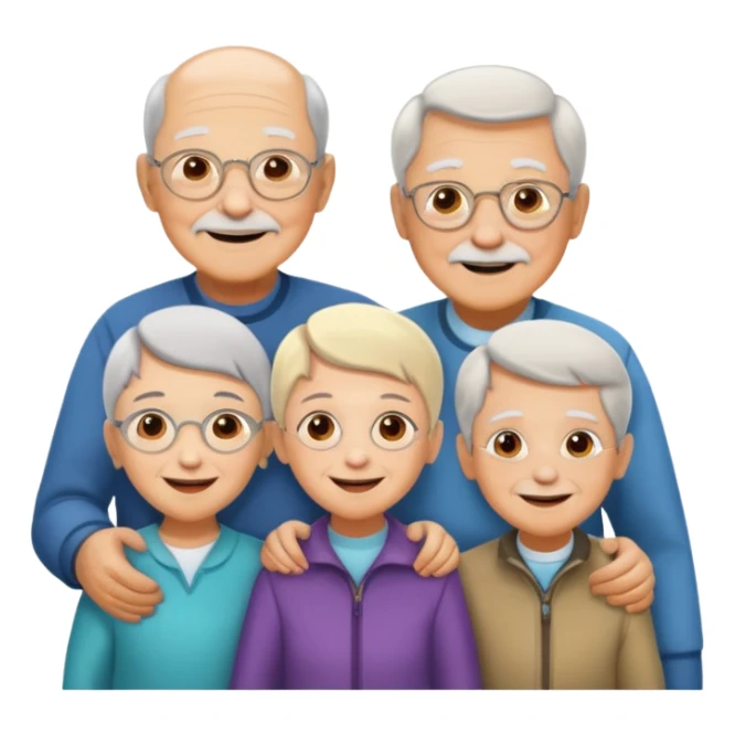 two kids light skin with her grand parents sticker