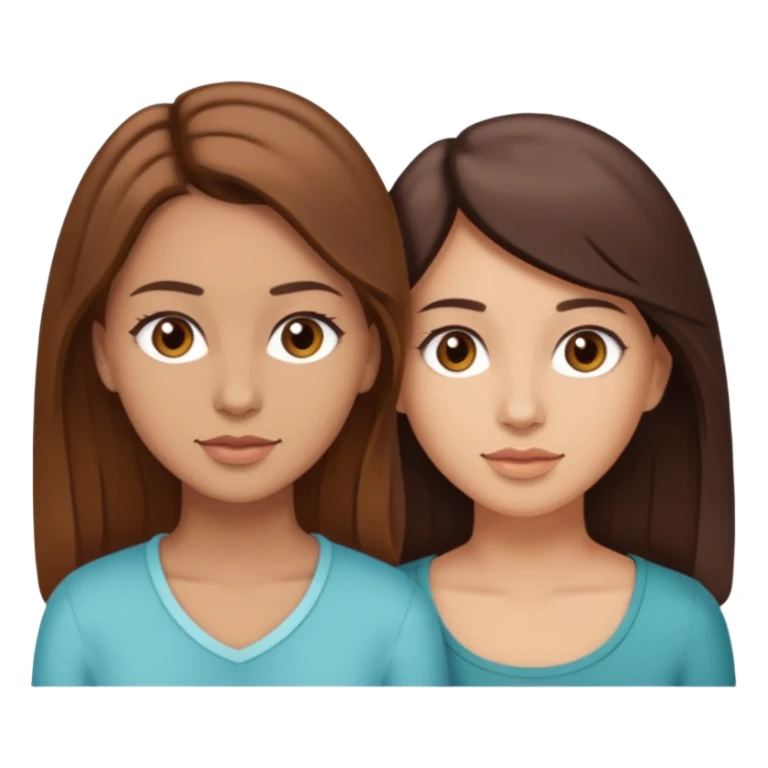 two sisters in their twenties; one has a slightly lighter complexion with lighter skin, brown eyes, and brown hair while the other is slightly tanner, brown eyes, and dark brown hair sticker