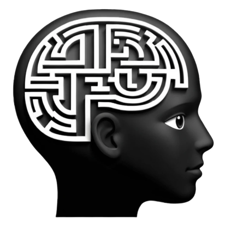 silhouette of a head with a maze inside sticker