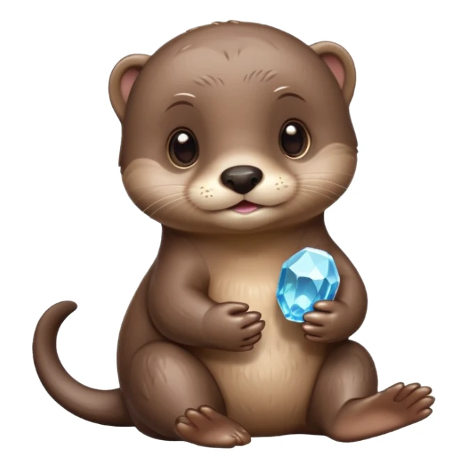 baby otter holding crystals sticker