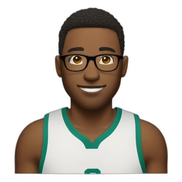 Tall basketball player with short hair and glasses sticker