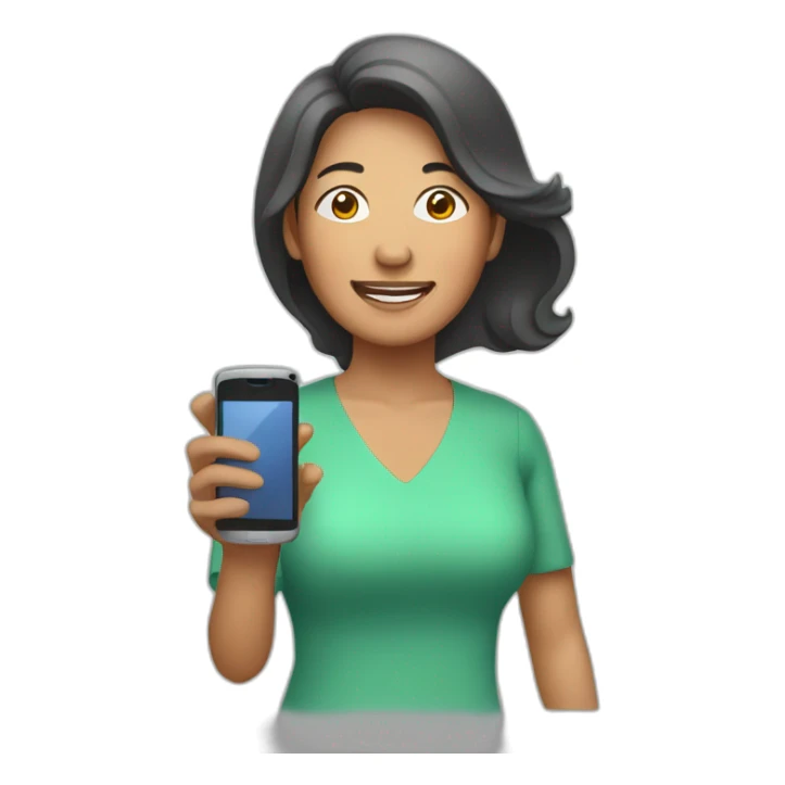 Pilipino middle aged woman holding a phone sticker