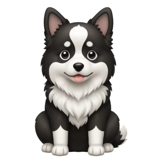 A dog with black and white colors in a sitting position sticker