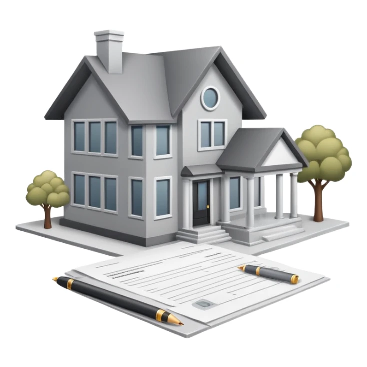 casa moderna blanca con gris con tramites legales sticker