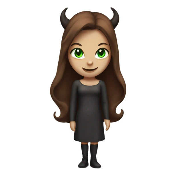 devil girl with brown hair and green eyes sticker