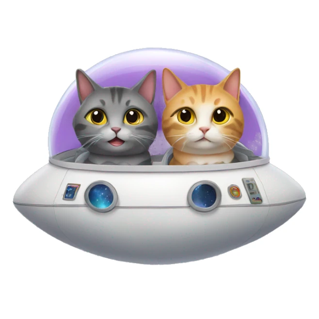 Two cats in a spaceship traveling together sticker
