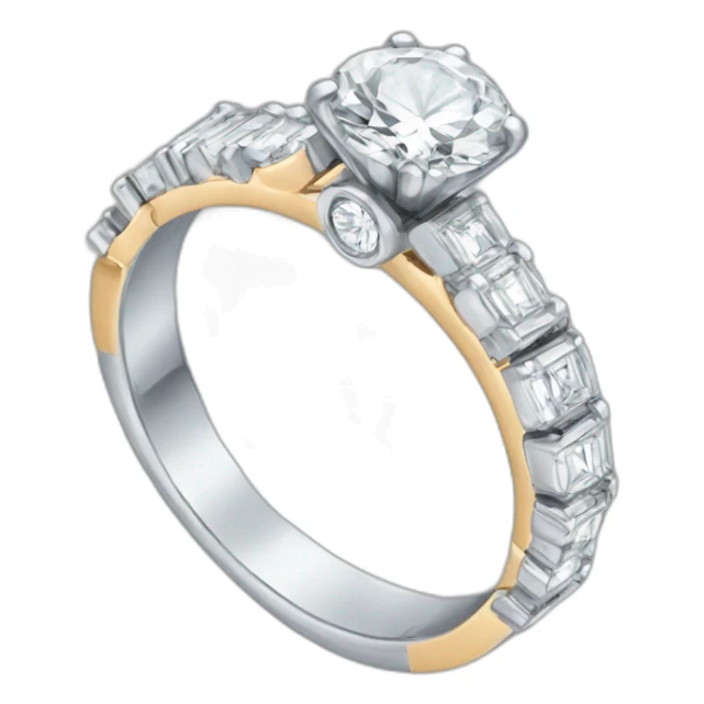 A wedding ring with a white diamond in the center sticker