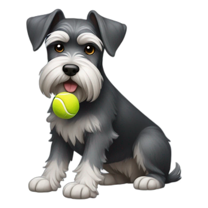 Full body schnauzer tennis ball in mouth sticker