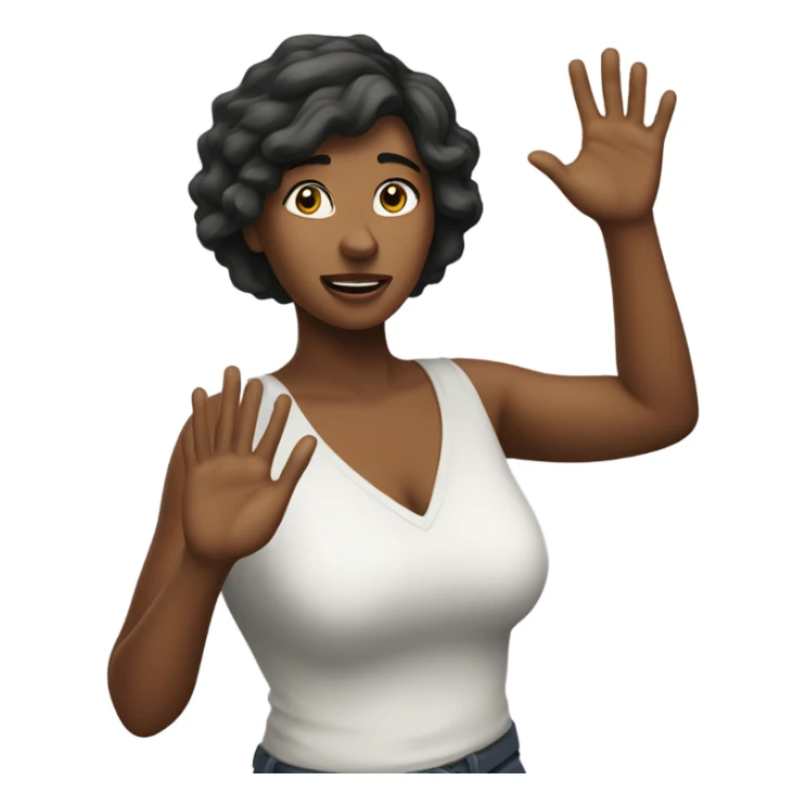 Women with hands up, like arrest sticker