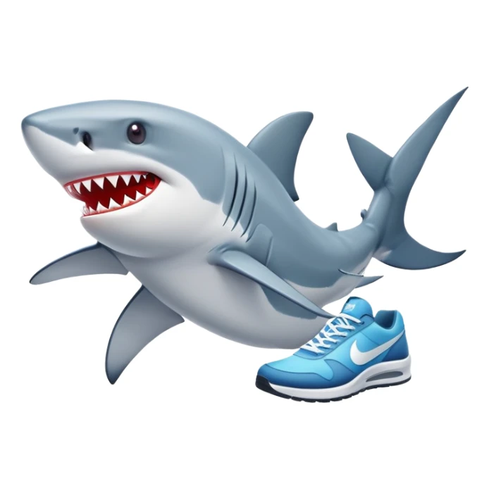 Shark runs in nike sneakers sticker