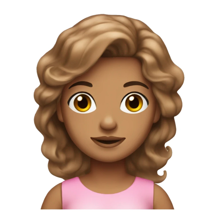 mermaid brown hair tan skin, pink tai, pink top sticker