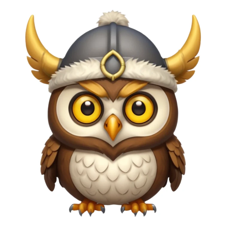 a cartoon Viking owl with horned cap sticker