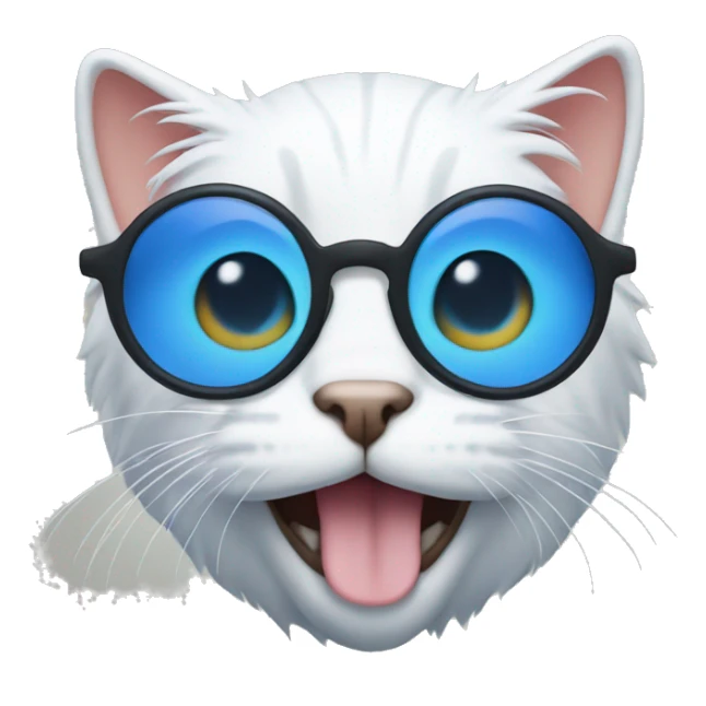 Cat with white hair and circle blue glasses sticker