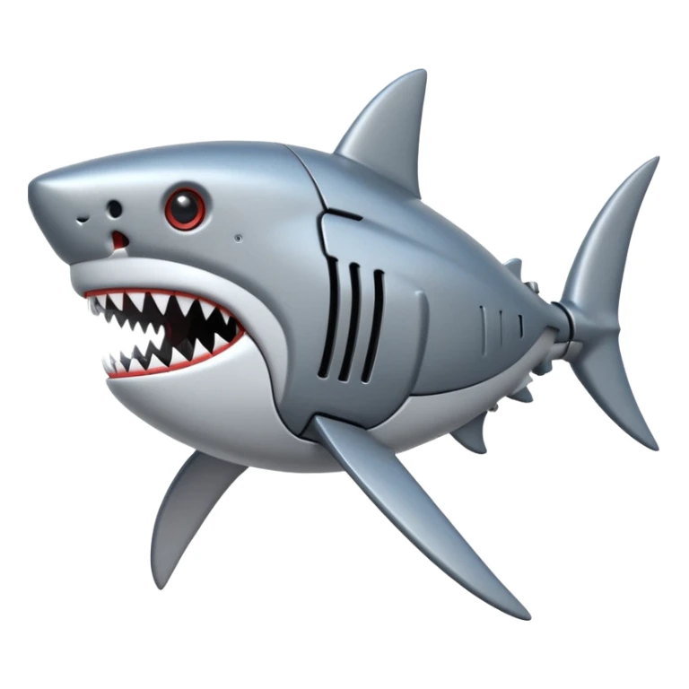 robot shark head with iron skin parts sticker