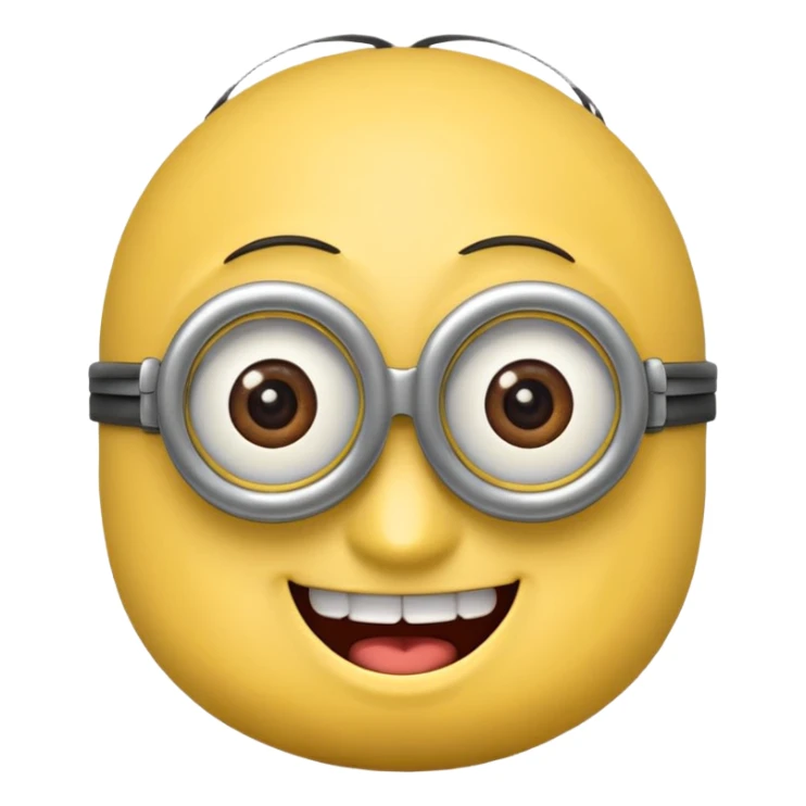 Minion emoji with a round head like normal emojis and a smurk 😏 sticker