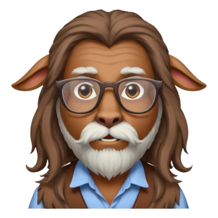 long hair goat with glasses and shirt  sticker