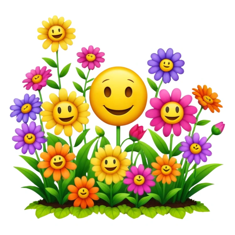 happy smiley garden flowers  sticker