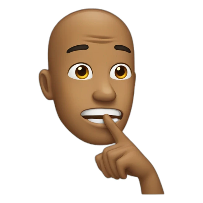 sharp jawline closed mouth finger on mouth sticker