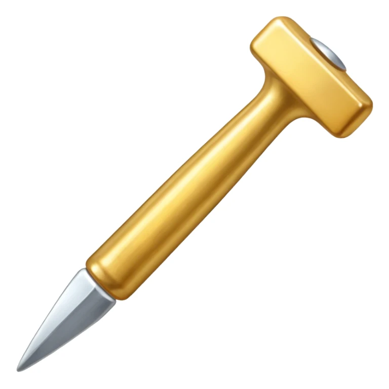 A very long carpenters nail that is gold sticker