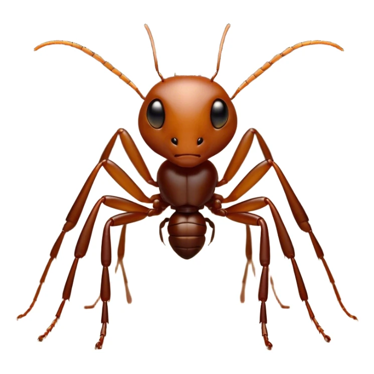 Cinematic Realistic Noble Ant Portrait Emoji, Poised and industrious, with a compact, meticulously segmented body covered in smooth, natural brown exoskeleton and focused, determined eyes rendered in lifelike detail, high shine, intelligent and resilient, styled with an air of urban diligence, focused and attentive, soft glowing outline, capturing the essence of a watchful and confident ant that appears ready to march out of the screen with unwavering authority! sticker