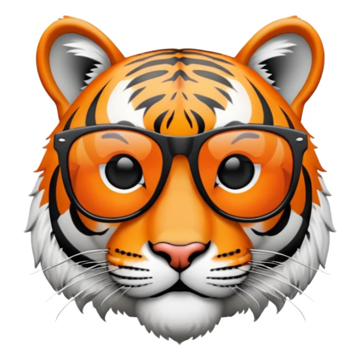 tiger face with dark lens wayfarer sunglasses, cool expression sticker