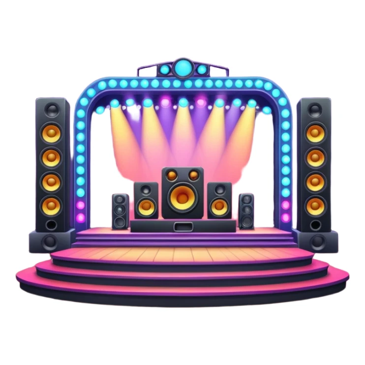 concert stage with colorful lights and speakers sticker