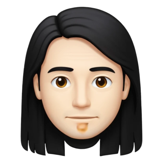 man with long hair but no wrinkles in 2d sticker