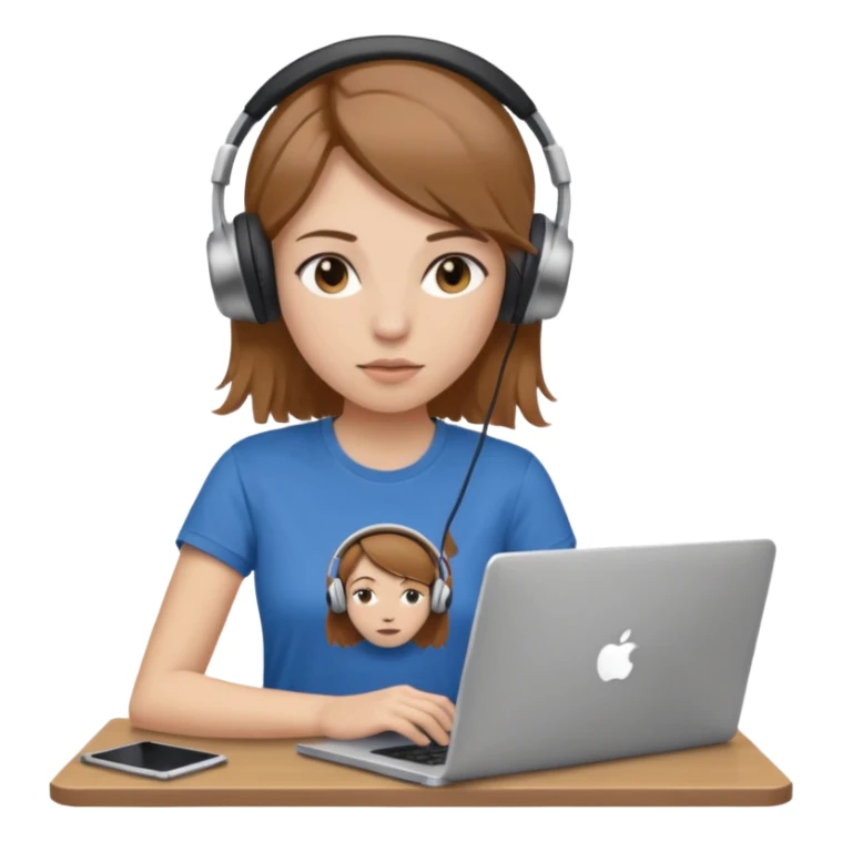 busy female with laptop and headphones do not disturb sticker