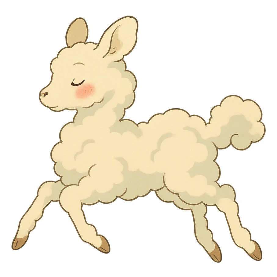 soft vanilla cloud doe with rosy cheeks, floating gracefully in the air, ghibli style sticker