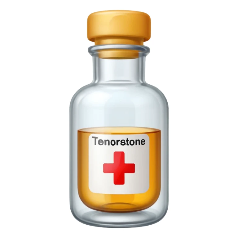 small medicine bottle written testosterone on it sticker