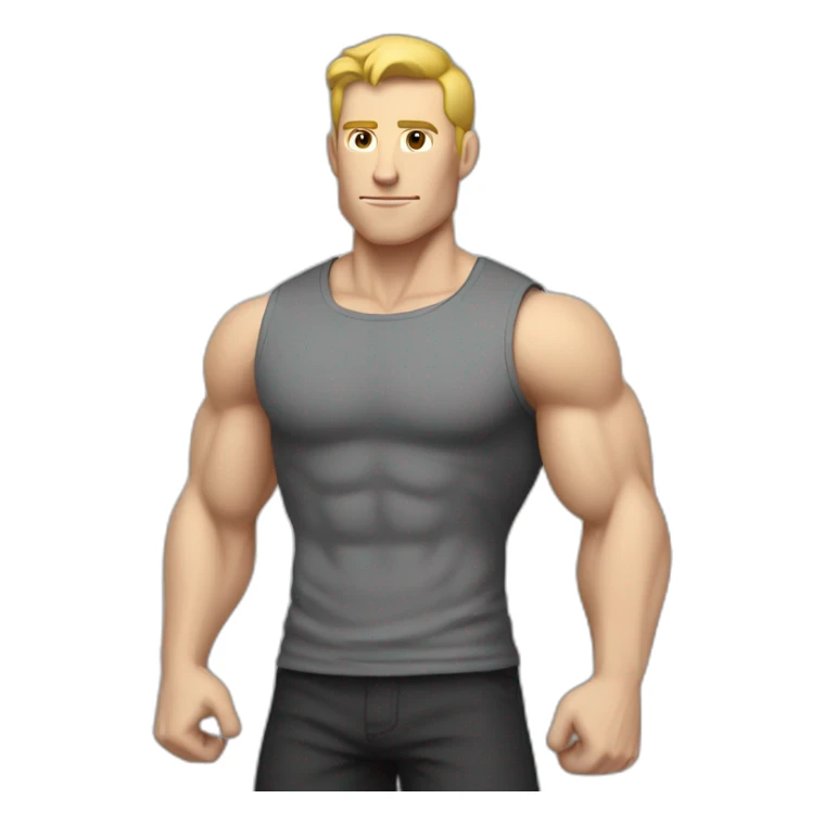 Pale skinned Fit Man With the biceps in black shirt and gray shorts sticker