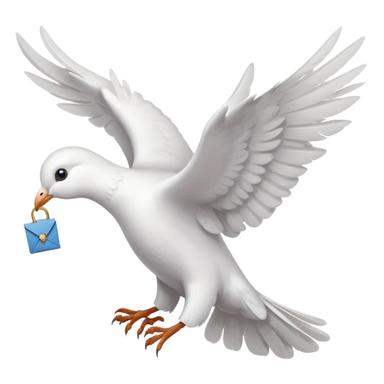 a dove flies with a letter in its paws sticker