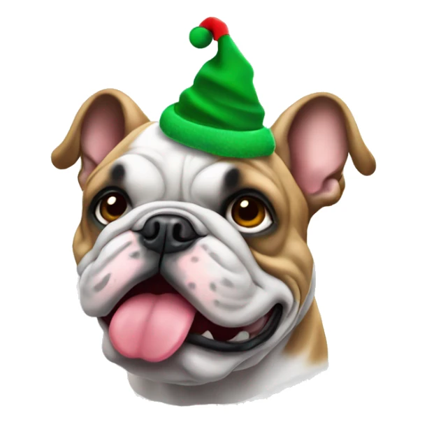 France bulldog with Christmas hat sticker
