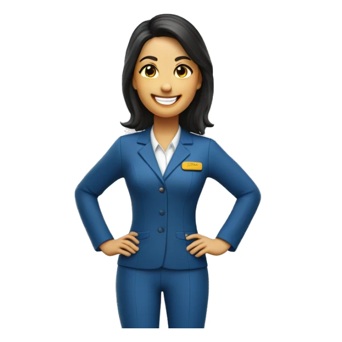 Asesor Inmobiliario  Century21 mujer de pie sonriendo uniforme azul sticker