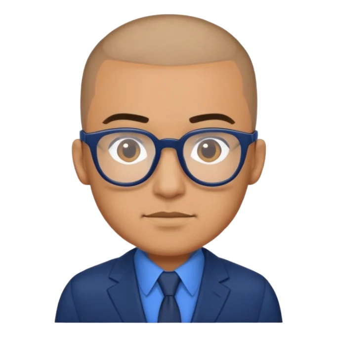 Buzz cut Latino with black glasses and with dark blue suit  sticker
