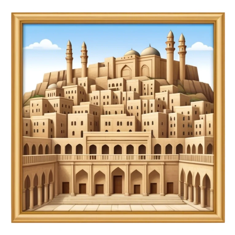 Mardin Buildings placed on a platform, standing together in a structured arrangement sticker