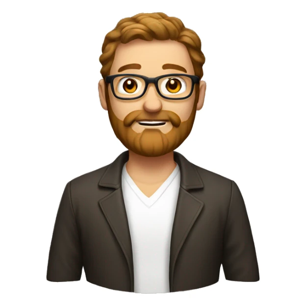 A man with golden beard and brown hair and glasses sticker