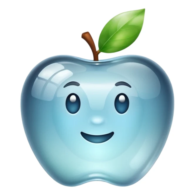 transparent clear apple shaped, shiny and translucent glass style sticker