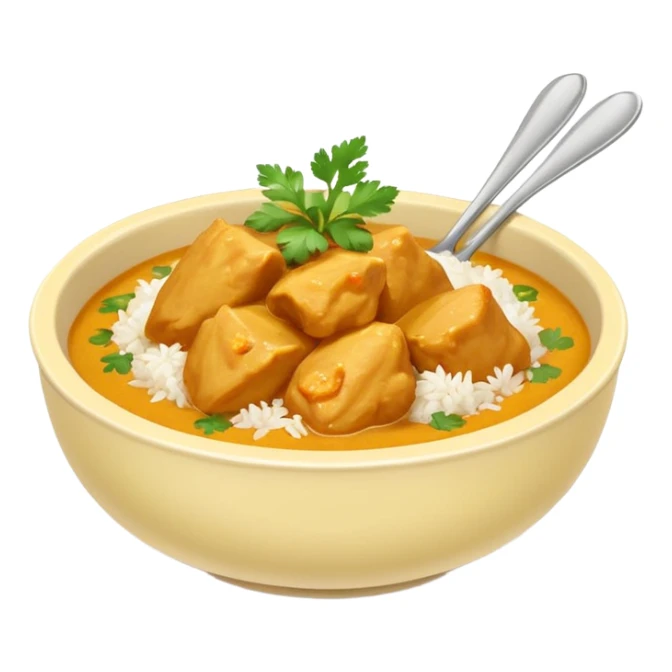 chicken curry in a bowl with rice sticker