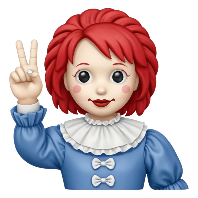 raggedy ann doll flipping off with middle finger creepy  sticker