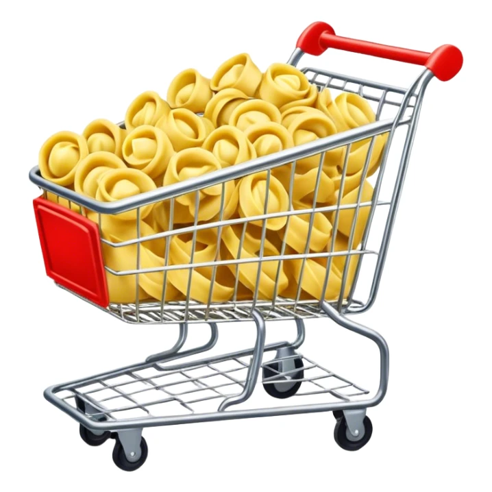 Supermarket trolley euro tortellini inside sticker