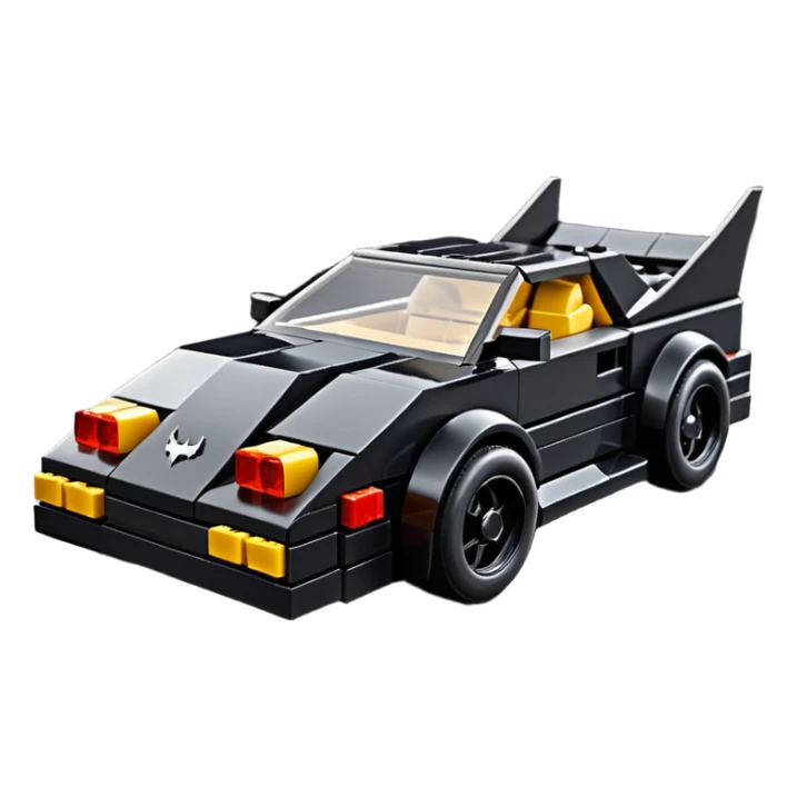  the animated series Batman aerodynamic opulent dark knight Lego futuristic concept loosely based on Toyota 1986 AE86 (flat long straight faceted mechanical body) winged stealthy street hot rod  sticker