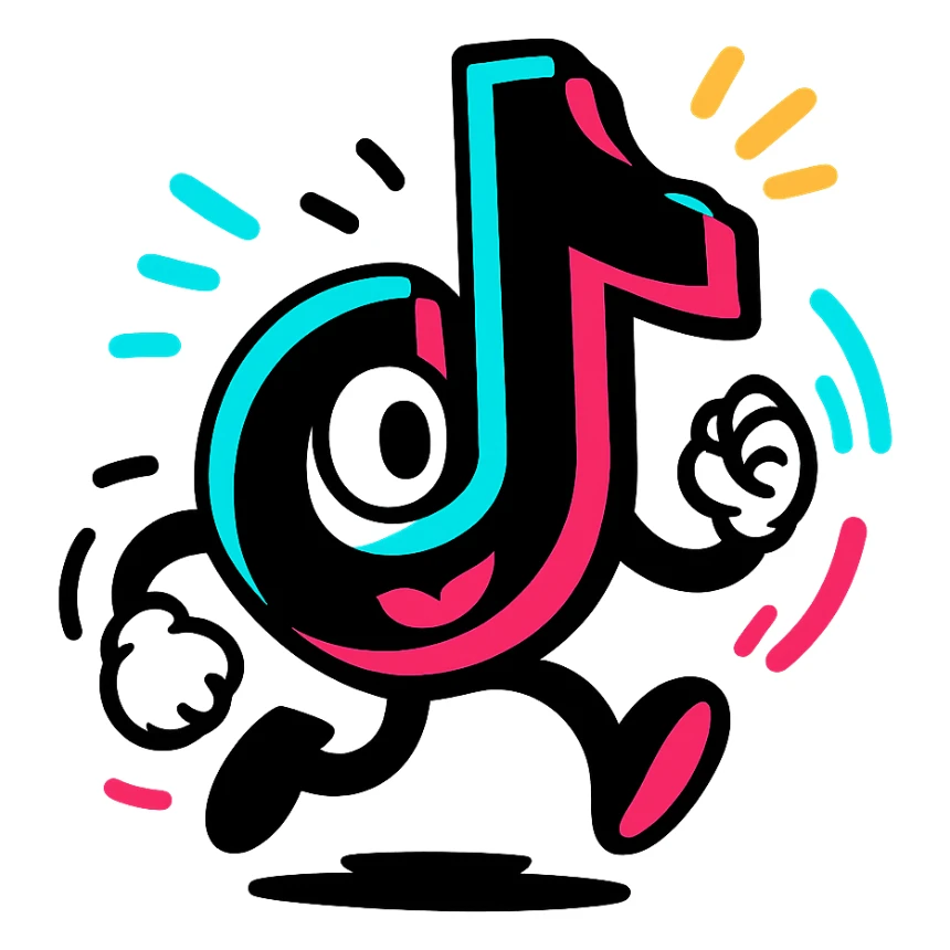 animated TikTok logo, vibrant colors, dynamic motion, modern style sticker