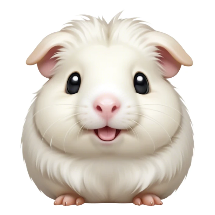 Cinematic Comical White Guinea Pig Portrait Emoji, Head tilted dramatically with an exaggeratedly amused expression, featuring a glossy, pristine white fur with an adorably scrunched face, wide, expressive dark eyes filled with playful disbelief, Simplified yet hilariously expressive features, highly detailed, glowing with a slightly sassy glow, high shine, dramatic yet playful, stylized with an air of cheeky mischief, bright and endearing, soft glowing outline, capturing the essence of a spirited and over-the-top guinea pig, so meme-worthy it feels like it could side-eye its way into internet fame instantly! sticker