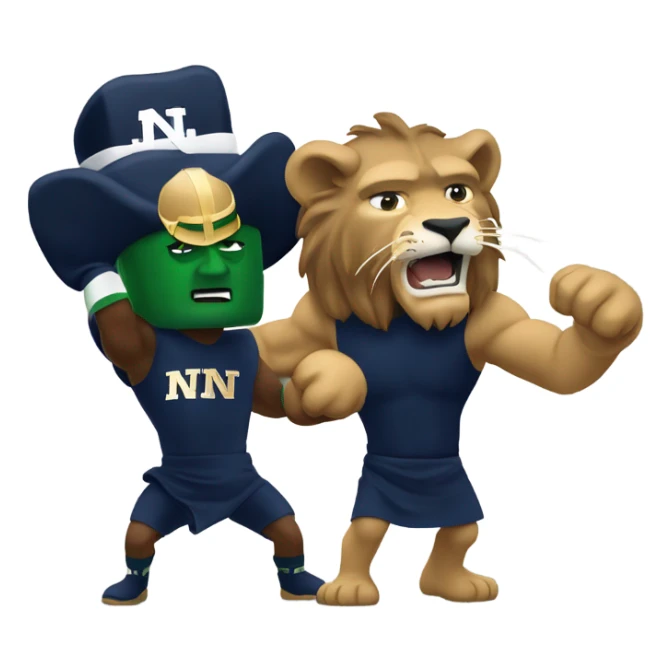 Notre dame Irish leprauchan fighting nittany lion sticker