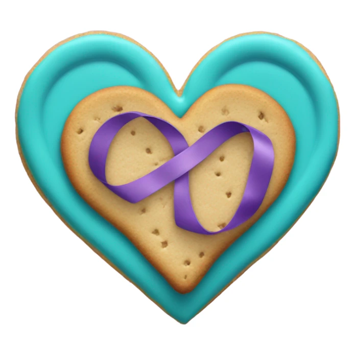Purple and teal Suicide awareness ribbon on heart cookie sticker