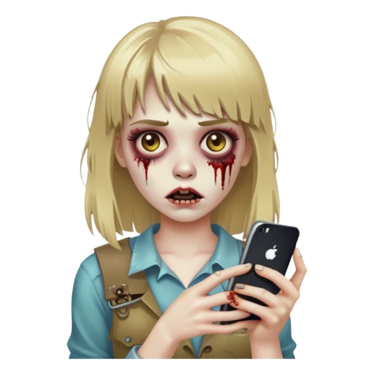 iphone zombie girl with dirty blonde hair and bangs sticker