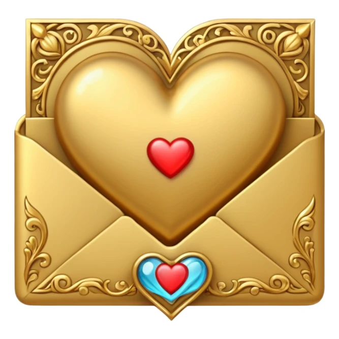 romantic letter with a heart of gold sticker