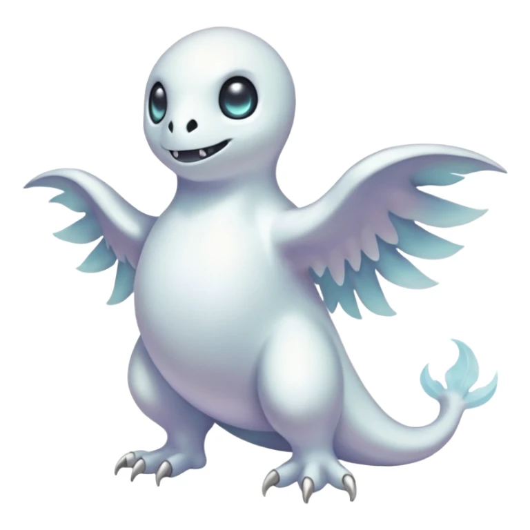 Pearlescent White Ghost-Soft Glimmer-Veined Pokémon-Fakémon-Digimon-Creature, (full body) sticker